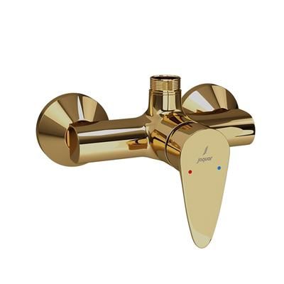 Jaquar Vignette Prime Single Lever Exposed Shower Mixer With Provision For Connection To Exposed Shower Pipe With Connecting Legs & Wall Flanges Full Gold