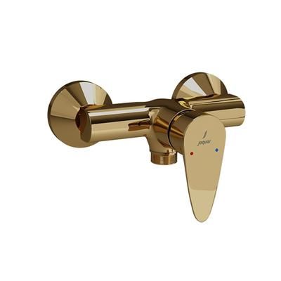 Jaquar Vignette Prime Single Lever Exposed Shower Mixer For Connection To Hand Shower With Connecting Legs & Wall Flanges Full Gold