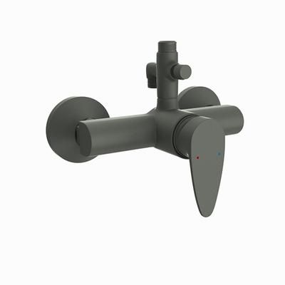 Jaquar Vignette Prime Single Lever Exposed Shower Mixer With Provision For Connection To Exposed Shower Pipe & Hand Shower With Connecting Legs & Wall Flanges Graphite