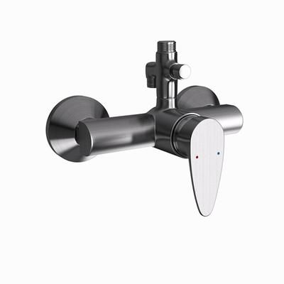 Jaquar Vignette Prime Single Lever Exposed Shower Mixer With Provision For Connection To Exposed Shower Pipe & Hand Shower With Connecting Legs & Wall Flanges Stainless Steel