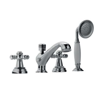 Jaquar Queens 4-Hole Bath Tub Mixer Consisting Of 2 No. Control Cocks, 1 Spout, 1 Telephone Shower With 8Mm Dia. & 1.5M Long Flexible Tube