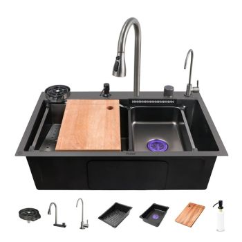 Ruhe Nano Black Smart Kitchen Sink (30" X 18" X 9")