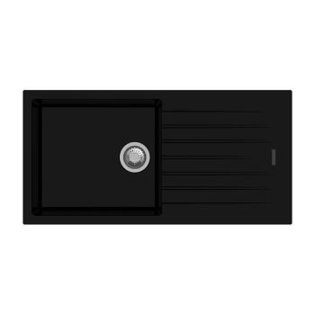 Carysil Quartz Tip Toe D100L 40 x 20 Inch Nera Single Bowl Kitchen Sink with Drainer