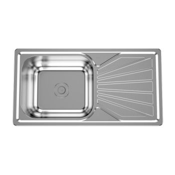 Cera Dolly Pearl Finish Single Bowl Sink With Drain Board