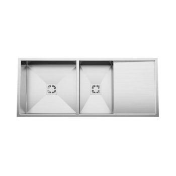 Cera Jazz Handmade Double Bowl Sink With Drain Board