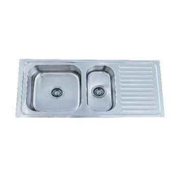 Futura Dura Veg Double Bowl Kitchen Sink 40x20x8 - with Drainer  Satin