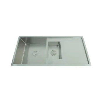 Futura Hand Made Kitchen Sink Double Bowl with drain 45 x 20 - BRUSH