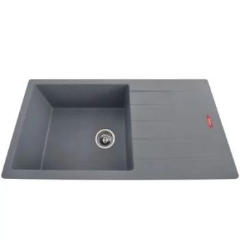 Futura Natural Quartz Single Bowl with Drain Board Kitchen Sink 34 x 17"