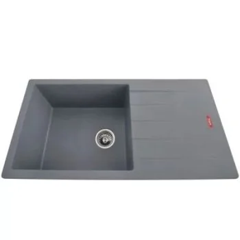 Futura Natural Quartz Single Bowl with Drain Board Kitchen Sink 34 x 17"