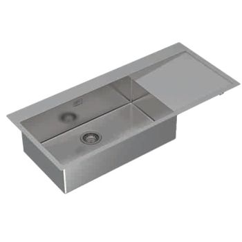 Carysil German Design Single Bowl SS-304 Kitchen Sink with Drainer 46"x20"x8" LH - Matt Finish