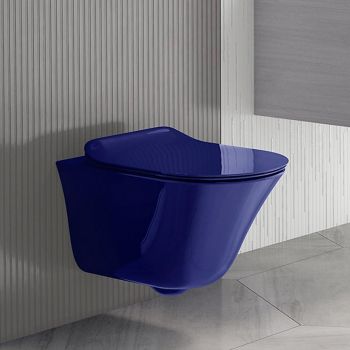 Kohler Vive Rimless Wall Hung Toilet  Indigo with Quiet-Close Slim Seat Cover K-26998IN-DGS