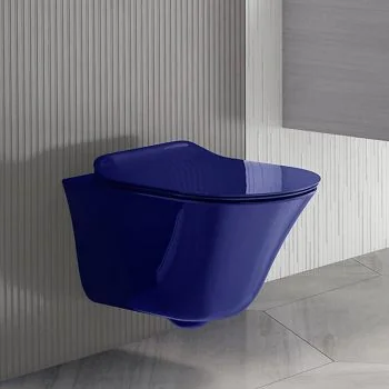 Kohler Vive Rimless Wall Hung Toilet  Indigo with Quiet-Close Slim Seat Cover K-26998IN-DGS