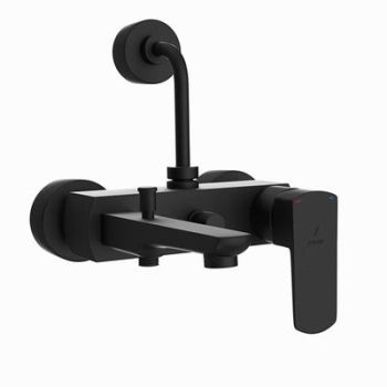 Jaquar Kubix Prime Single Lever Wall Mixer 3-In-1 System With Provision For Both Hand Shower And Overhead Shower Complete With 115Mm Long Bend Pipe, Connecting Legs & Wall Flange (Without Hand & Overhead Shower) Black Matt