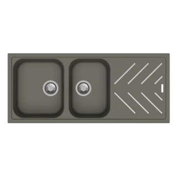 Carysil Beethoven Steel Inlays Quartz Double Bowl Sink with Drainer