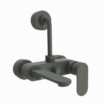 Jaquar Opal Prime Single Lever Wall Mixer With Provision For Overhead Shower With 115Mm Long Bend Pipe On Upper Side, Connecting Legs & Wall Flanges Graphite