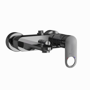 Jaquar Ornamix Prime Single Lever Wall Mixer With Provision For Connection To Exposed Shower Pipe With Connecting Legs & Wall Flanges Black Chrome