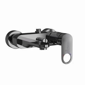 Jaquar Ornamix Prime Single Lever Wall Mixer With Provision For Connection To Exposed Shower Pipe With Connecting Legs & Wall Flanges Black Chrome