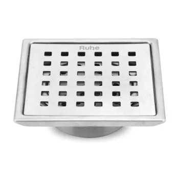 Ruhe Pearl Square 304-Grade Floor Drain with Collar & Cockroach Trap (6 x 6 Inches)