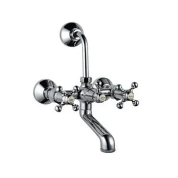Jaquar Queens Wall Mixer With Provision For Overhead Shower With 115Mm Long Bend Pipe On Upper Side, Connecting Legs & Wall Flanges