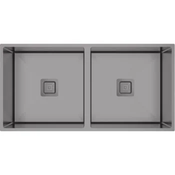 Carysil Micro Radius R10 Double Bowl PVD Gun Metal Kitchen Sink 34"x17"x8"- Matt Finish