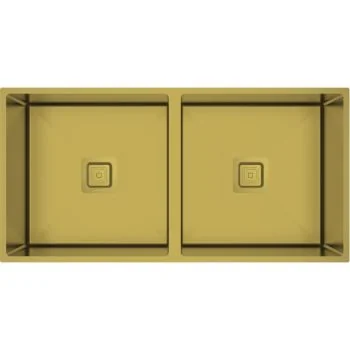 Carysil Micro Radius R10 Double Bowl PVD Gold Kitchen Sink 34"x17"x8"- Matt Finish