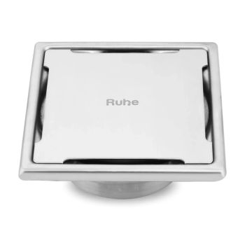 Ruhe Diamond Square 304-Grade Floor Drain with Collar & Cockroach Trap (6 x 6 Inches)