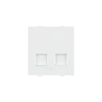 Roma White,  RJ 11, Telephone Jack Double With Shutter