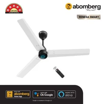 Atomberg Renesa Smart 1200 mm BLDC Ceiling Fan with IoT-White and Black