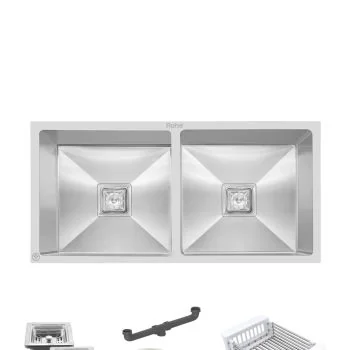 Ruhe Handmade Double Bowl Kitchen Sink (37 x 18 x 10 Inches) SS 304