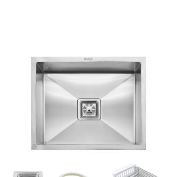 Ruhe Handmade Single Bowl Kitchen Sink (20 x 17 x 10 Inches) SS 304