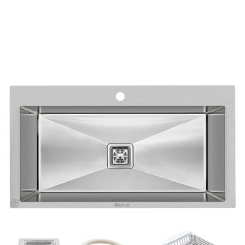 Ruhe Handmade Single Bowl with Tap Hole Kitchen Sink (32 x 20 x 10 Inches) SS 304