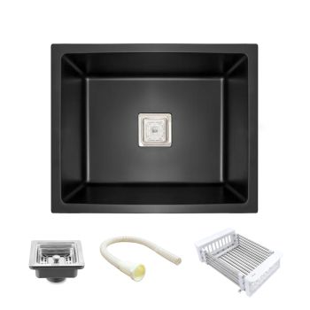 Ruhe Quartz Single Bowl Kitchen Sink (21 x 18 x 9 Inches) Black