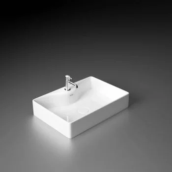 Ruhe Swift Table-Top Wash Basin White with Tap Hole 19 x 15 x5 Inches