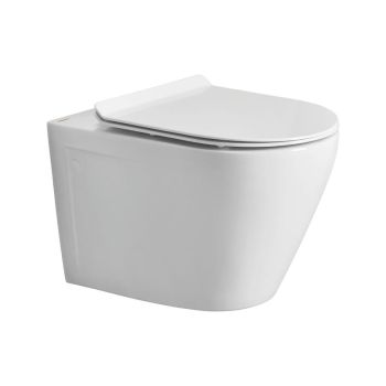 Cera Camel Rimless Wall Hung Ewc with Duraplast Slim Seat Cover Snow-White