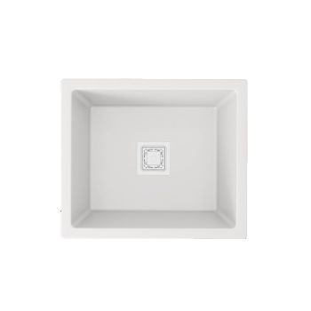 Stonyx Sigma Quartz Kitchen Sink Single Bowl 21x18 White Metallic