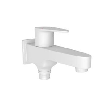 Jaquar Vignette Prime 2 Way Bib Cock With Wall Flange White Matt