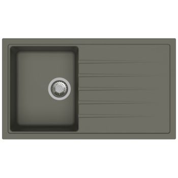 Carysil Quartz Vivaldi D100 34 x 20 Inch Concrete Single Bowl Kitchen Sink with Drainer