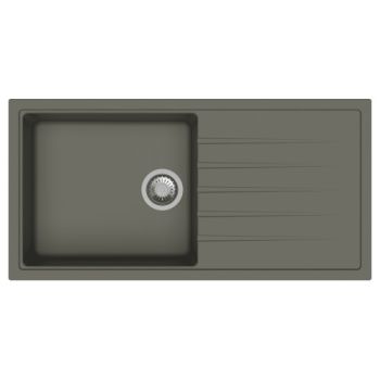 Carysil Vivaldi D100 L 40 x 20 Inch Concrete Quartz Single Bowl Kitchen Sink with Drainer