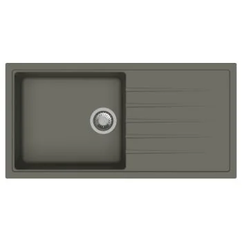 Carysil Vivaldi D100 L 40 x 20 Inch Concrete Quartz Single Bowl Kitchen Sink with Drainer