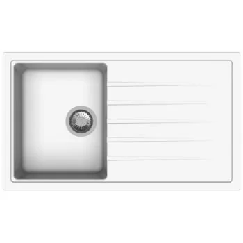 Carysil Quartz Vivaldi D100 34 x 20 Inch Snova Single Bowl Kitchen Sink with Drainer