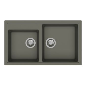 Carysil Vivaldi N200 Quartz Double Bowl Kitchen Sink 34 x 20 Inch Concrete