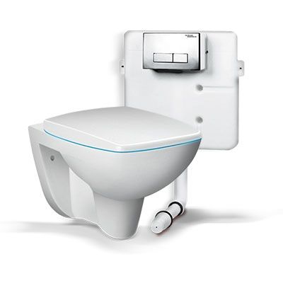 Hindware Enigma EWC With Concealo Neo Cistern & Cute Flush Plate P trap - Starwhite