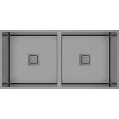 Carysil Micro Radius R10 Double Bowl PVD Gun Metal Kitchen Sink 34"x17"x8"- Matt Finish