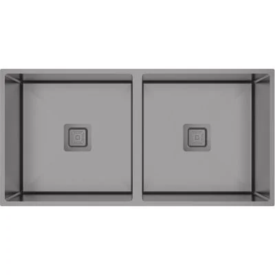 Carysil Micro Radius R10 Double Bowl PVD Gun Metal Kitchen Sink 34"x17"x8"- Matt Finish