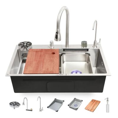 Ruhe Nano Kitchen Sink - 30x18x9 Inch Silver SS 304 Single Bowl Sink, Oil-Resistant & Scratch-Proof Nano Coating